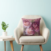 3匹のバラ-バーガンディ-デザイナー芸術の枕 クッション (椅子)