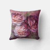 3匹のバラ-バーガンディ-デザイナー芸術の枕 クッション (裏面)