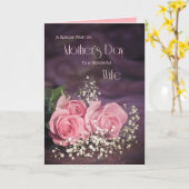 3匹のピンクのバラを持つ妻のための母の日カード カード (黄色い花)