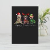 3匹のプグ犬とのクリスマス 招待状 (スタンド正面)