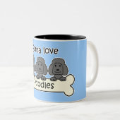 3匹のプードル ツートーンマグカップ (正面右)
