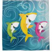 3匹のベイビーシャーク シャワーカーテン (正面)