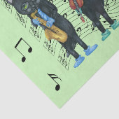 3匹のミュージシャン黒猫ミュージックノートグリーン 薄葉紙 (詳細)