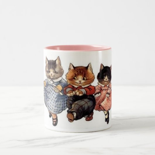 3匹のメリーな猫 ツートーンマグカップ (中央)