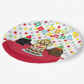 3匹のラブラドールの子犬の漫画の誕生日 ペーパープレート (アングル)