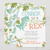 3匹のレックス恐竜 招待状 (正面/裏面)