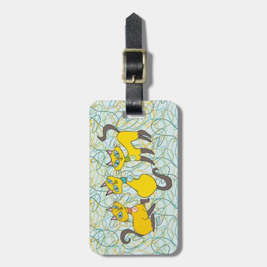 3匹のレトロオーガニック猫 ラゲッジタグ (正面縦)