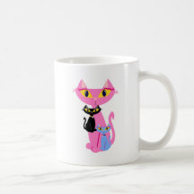 3匹のレトロ猫かわいいイラストレーション