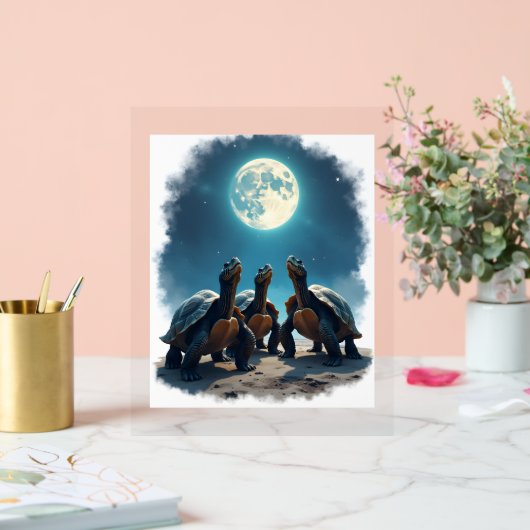 3匹の亀が月の野生動物マウンテントゥールで吠える アクリルサイン (ウェディング)