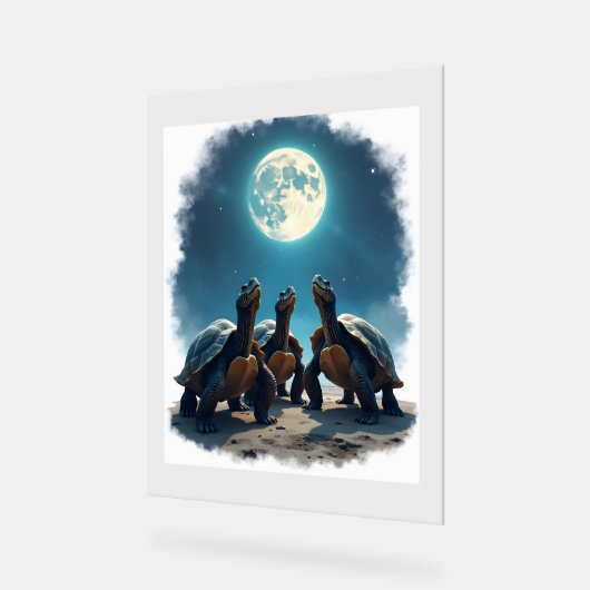 3匹の亀が月の野生動物マウンテントゥールで吠える アクリルサイン (傾斜)