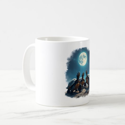 3匹の亀が月の野生動物マウンテントゥールで吠える コーヒーマグカップ (正面左)