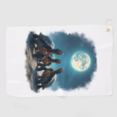 3匹の亀が月の野生動物マウンテントゥールで吠える ゴルフタオル (横)