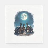 3匹の亀が月の野生動物マウンテントゥールで吠える スタンダードランチョンナプキン (正面)