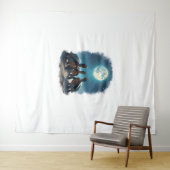 3匹の亀が月の野生動物マウンテントゥールで吠える タペストリー (インサイチュ(横))