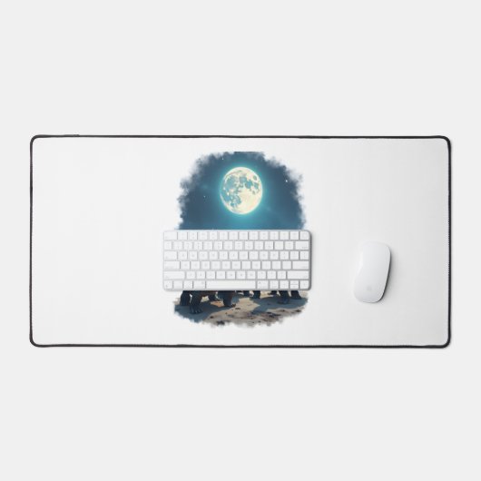 3匹の亀が月の野生動物マウンテントゥールで吠える デスクマット (キーボード&マウス)