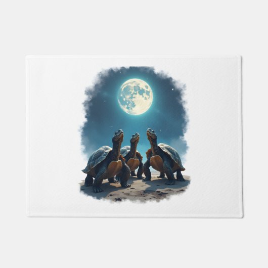 3匹の亀が月の野生動物マウンテントゥールで吠える ドアマット (正面)