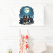 3匹の亀が月の野生動物マウンテントゥールで吠える 横断幕 (インサイチュ)