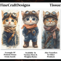 3匹の可愛いスチームパンクの猫の子猫セット DE4 デコパージュ