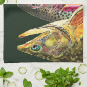 3匹の大型マス用フライ釣り キッチンタオル (折り畳み)