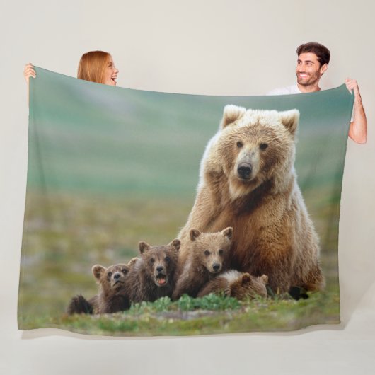 3匹の子どもを育てる フリースブランケット (インサイチュ)