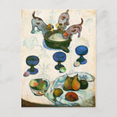 3匹の子犬たちとの静物詩，ポール・ゴーギャン ポストカード (正面)