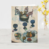 3匹の子犬と一緒に生きる | ポール・ゴーギン カード (黄色い花)