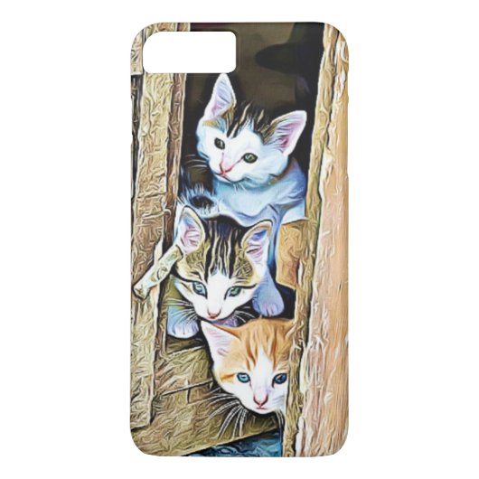 3匹の子猫が覗き込む携帯ケース Case-Mate iPhoneケース (裏面)