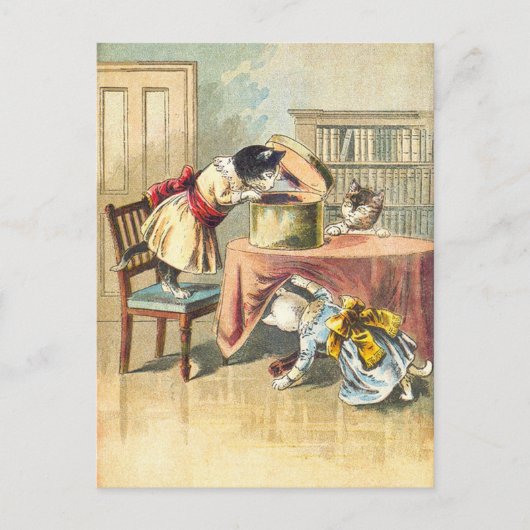 3匹の子猫と出会うミトンたちを探す ポストカード (正面)