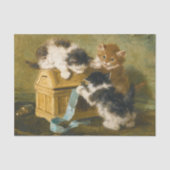 3匹の子猫と棺と青いリボンのロナー 薄葉紙 (正面)