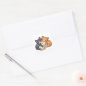 3匹の子猫のイラスト 猫好きのためのアートデザイン スクエアシール (封筒)