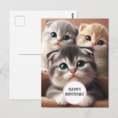 3匹の子猫のハッピーバースデーポストカード ポストカード (正面/裏面)