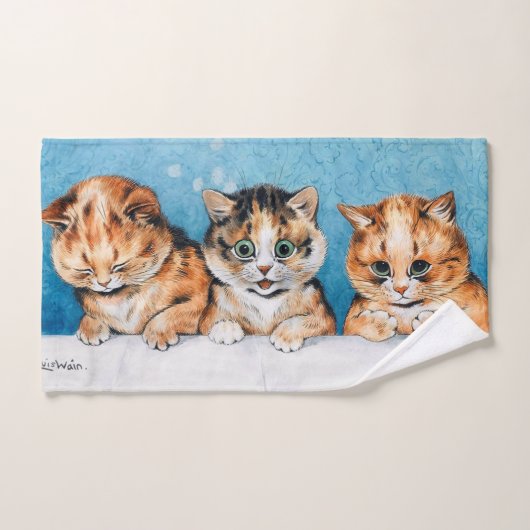 3匹の子猫の猫、ルイス・ウェイン バスタオルセット (ハンドタオル)