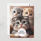 3匹の子猫の誕生日ポストカード ポストカード (正面/裏面)