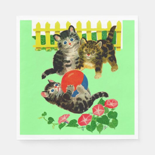 3匹の子猫プリント スタンダードランチョンナプキン (正面)