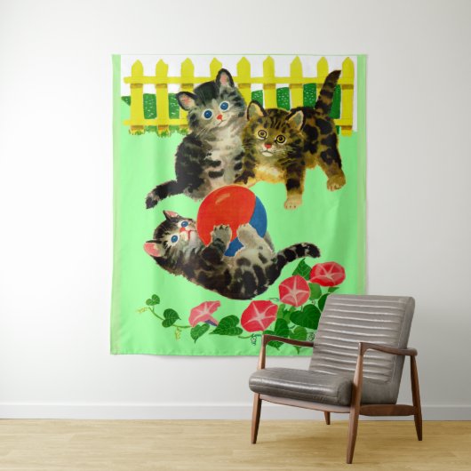 3匹の子猫 プリント タペストリー (インサイチュ)