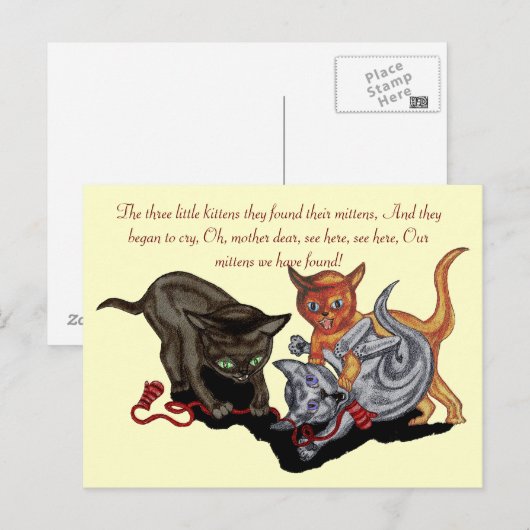 3匹の子猫 ポストカード (正面/裏面)