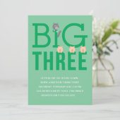 3匹の子豚の3歳の誕生日パーティー招待状 招待状 (スタンド正面)