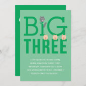 3匹の子豚の3歳の誕生日パーティー招待状 招待状 (正面/裏面)