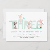 3匹の子豚 ビッグバッドウルフ、男の子のサードパーティ 招待状 (正面)