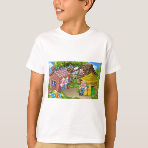 3匹の小さいブタのおとぎ話場面 Tシャツ