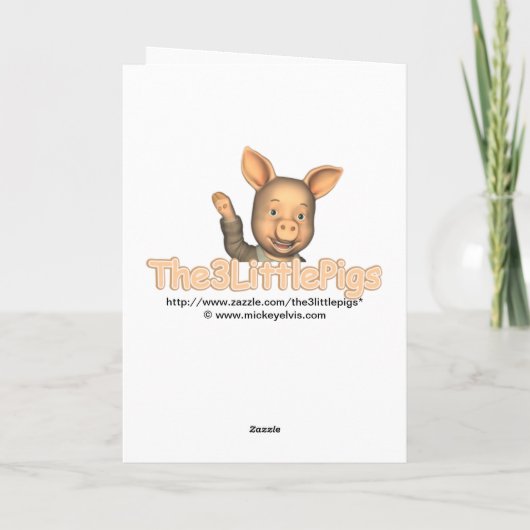 3匹の小さいブタの夢みる人のバースデー・カード カード (裏面)
