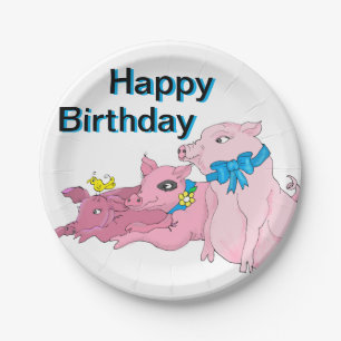 3匹の小さいブタの誕生日 ペーパープレート