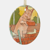 3匹の小さいブタ: 家を造る煉瓦 セラミックオーナメント (右)