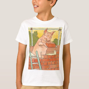 3匹の小さいブタ: 家を造る煉瓦 Tシャツ