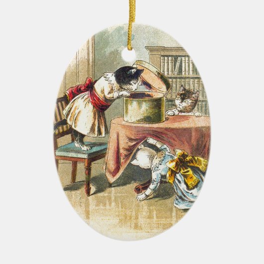 3匹の小さい子ネコ: ミトンを捜すこと セラミックオーナメント (正面)