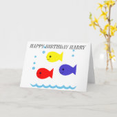 3匹の小さい魚のバースデー・カード カード (黄色い花)