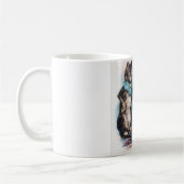 3匹の小さな子猫と母のルイス・ワイン コーヒーマグカップ (左)