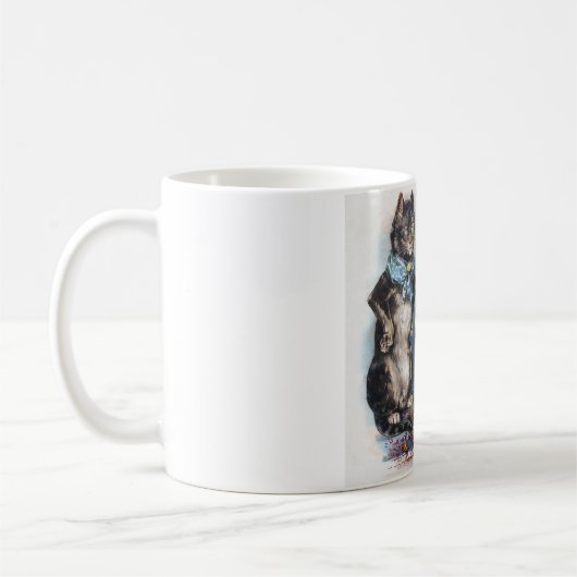 3匹の小さな子猫と母のルイス・ワイン コーヒーマグカップ (左)