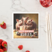 3匹の小さな豚お誕生日ケーキ スタンダードカクテルナプキン (インサイチュ)