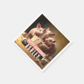 3匹の小さな豚お誕生日ケーキ スタンダードカクテルナプキン (角)
